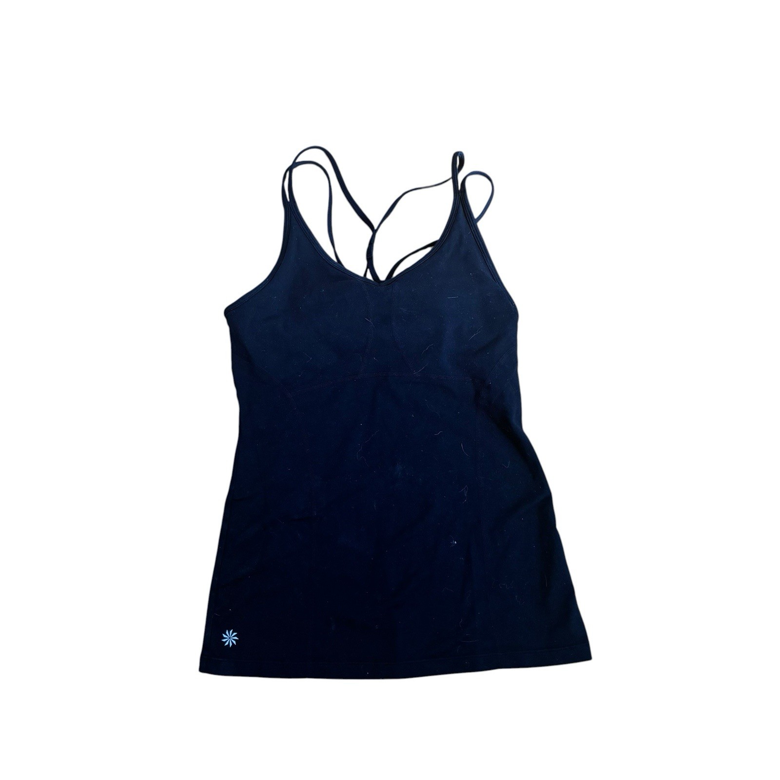Athleta Tank Top Built In Bra Black Size XS Back Straps Stretch