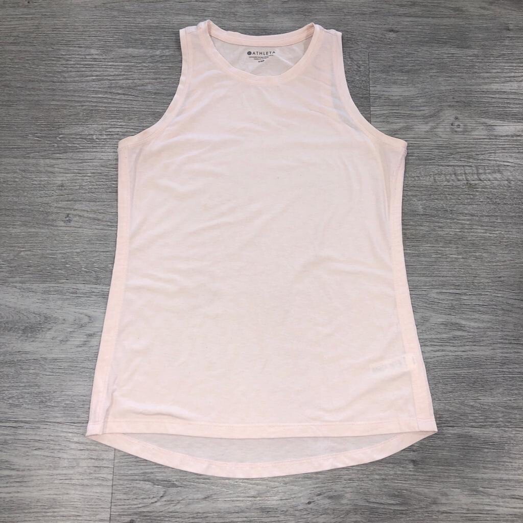 Athleta Essence Vital Tank Top Yoga Breezy Womens Sz PXS Pink High Neck Workout