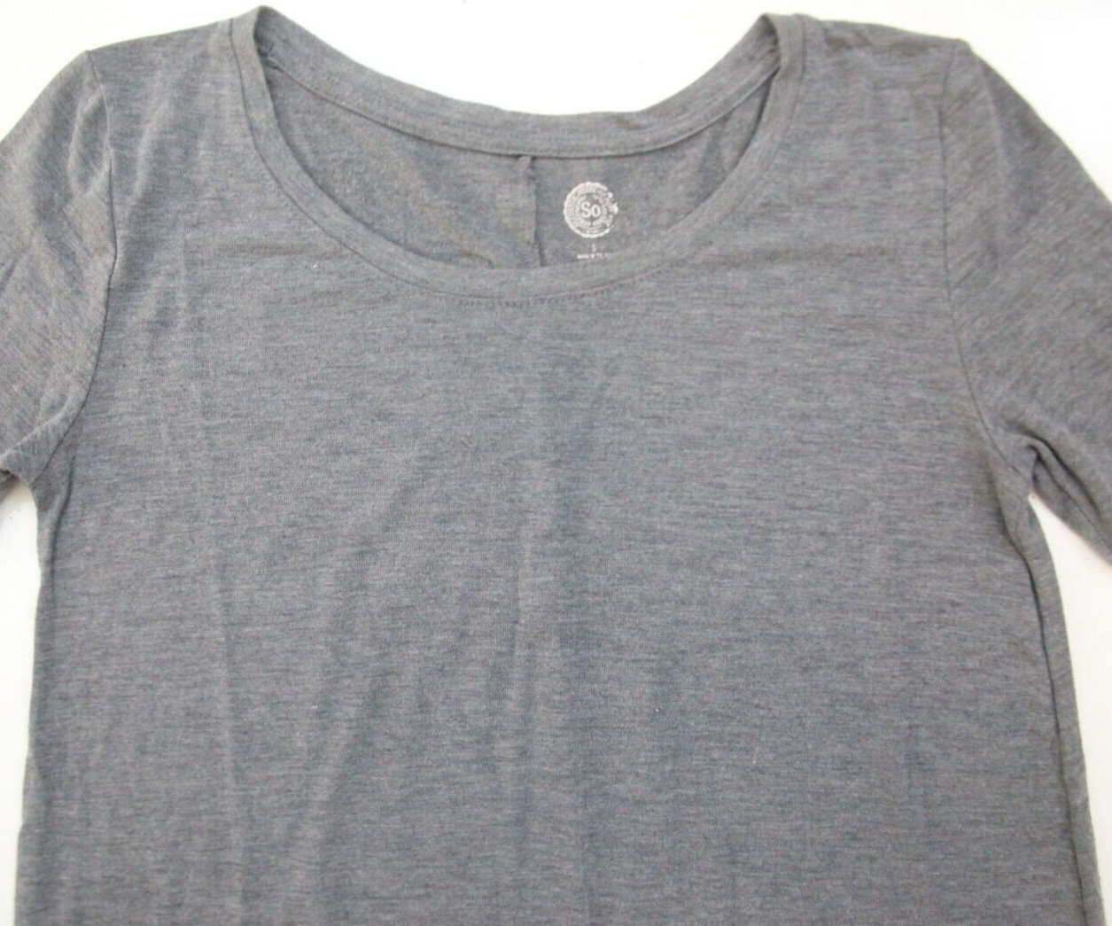 Small SO Gray Polyester Rayon Crewneck Tee T-Shirt Short Sleeve Top WS888