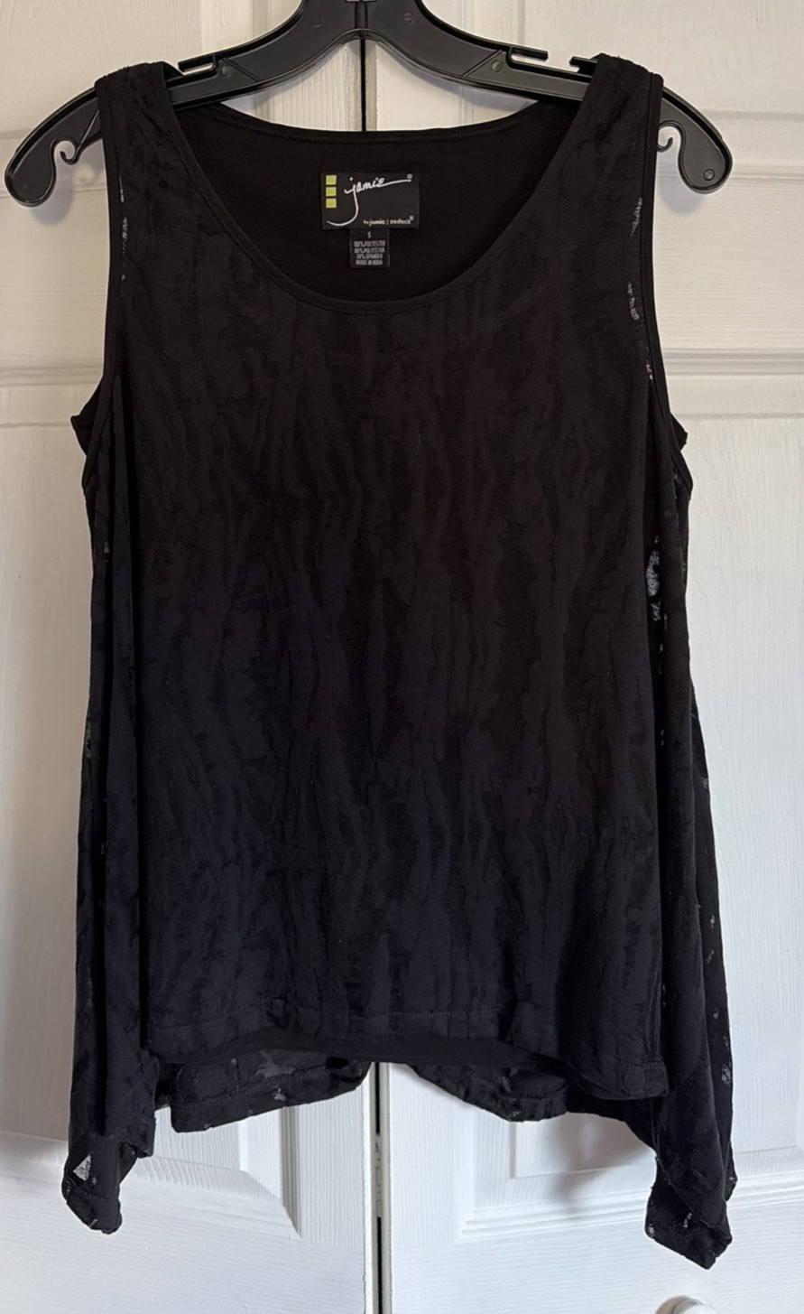 Jamie Sadock Top W Size S Black Lace Lined Golf Tennis Pickleball Top Wings EUC