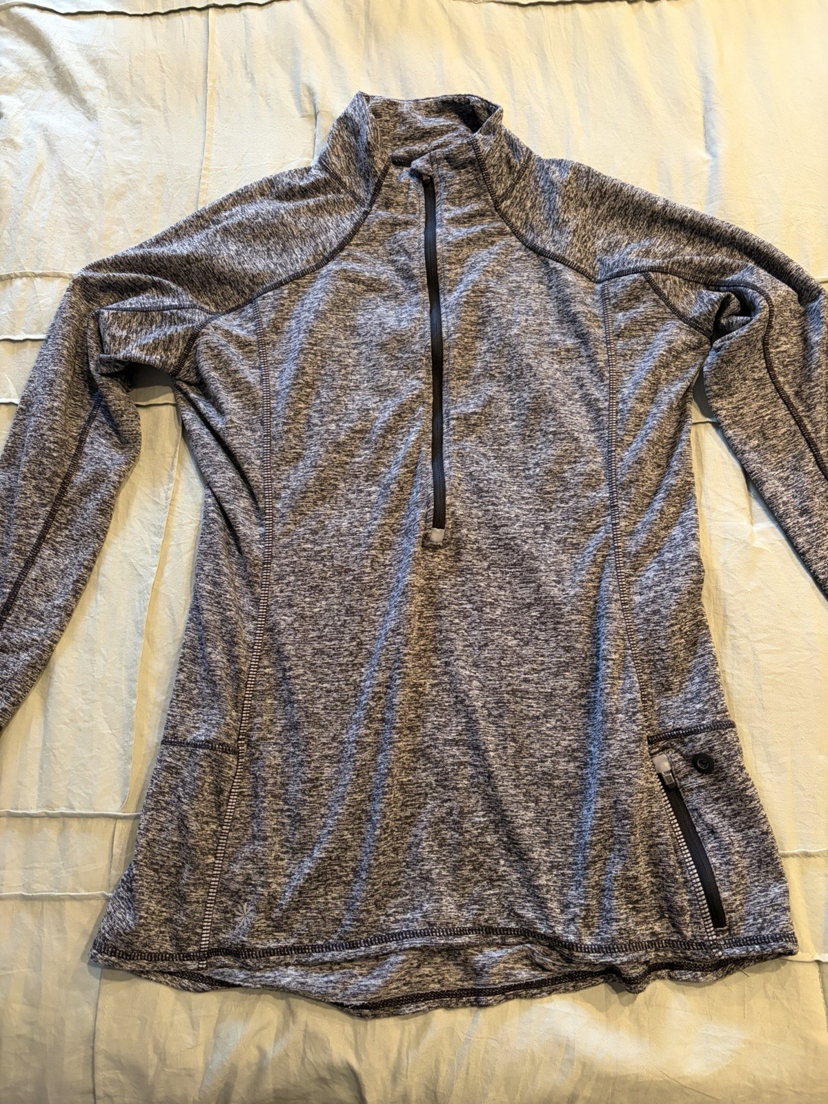 Gray 1/4 Zip Lightweight Stretch Pullover Mock Neck Long Sleeve Activewear