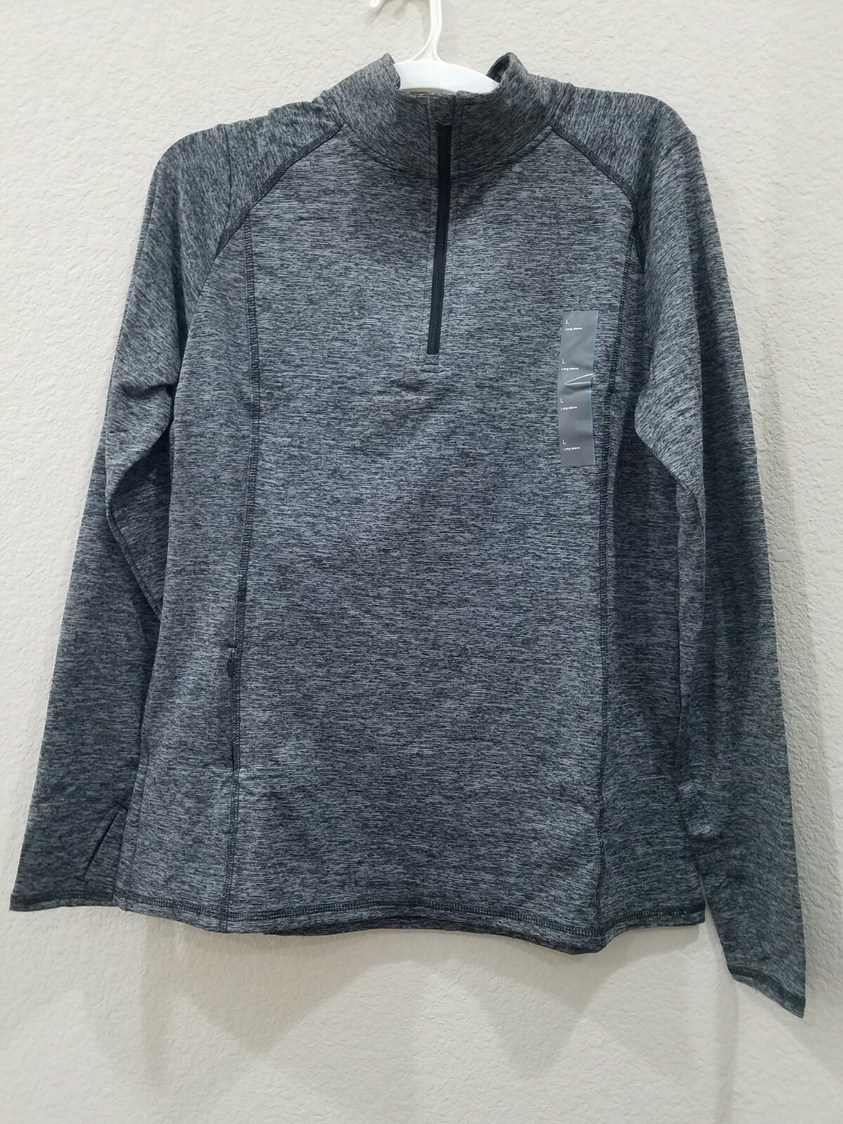 ALL IN MOTION Gray 1/4 Zip Sweatshirt*Side Zip Pocket*Thumbholes Size MEDIUM*NEW