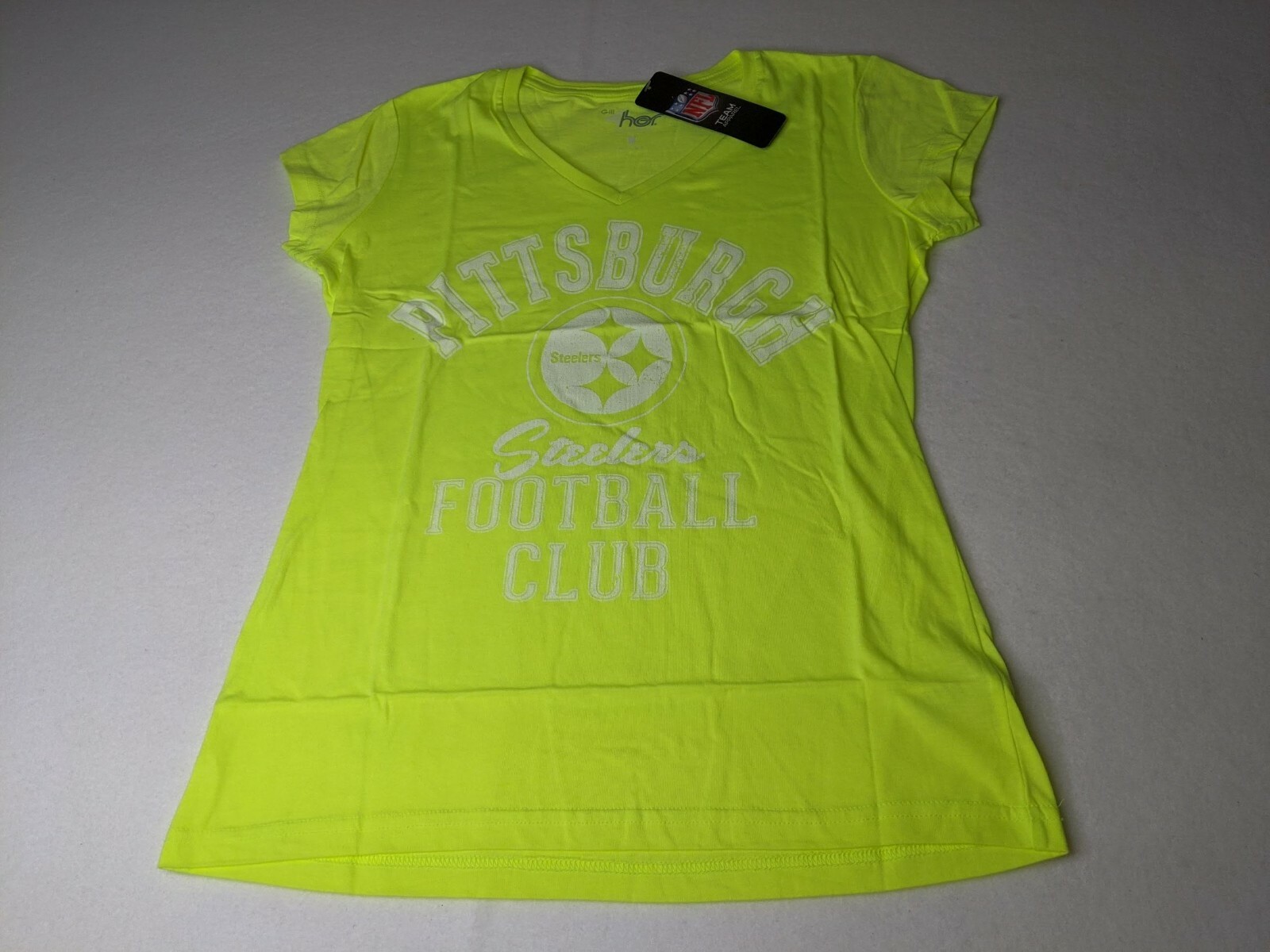 Pittsburgh Steelers womens neon green short sleeve shirt light weight Medium NWT