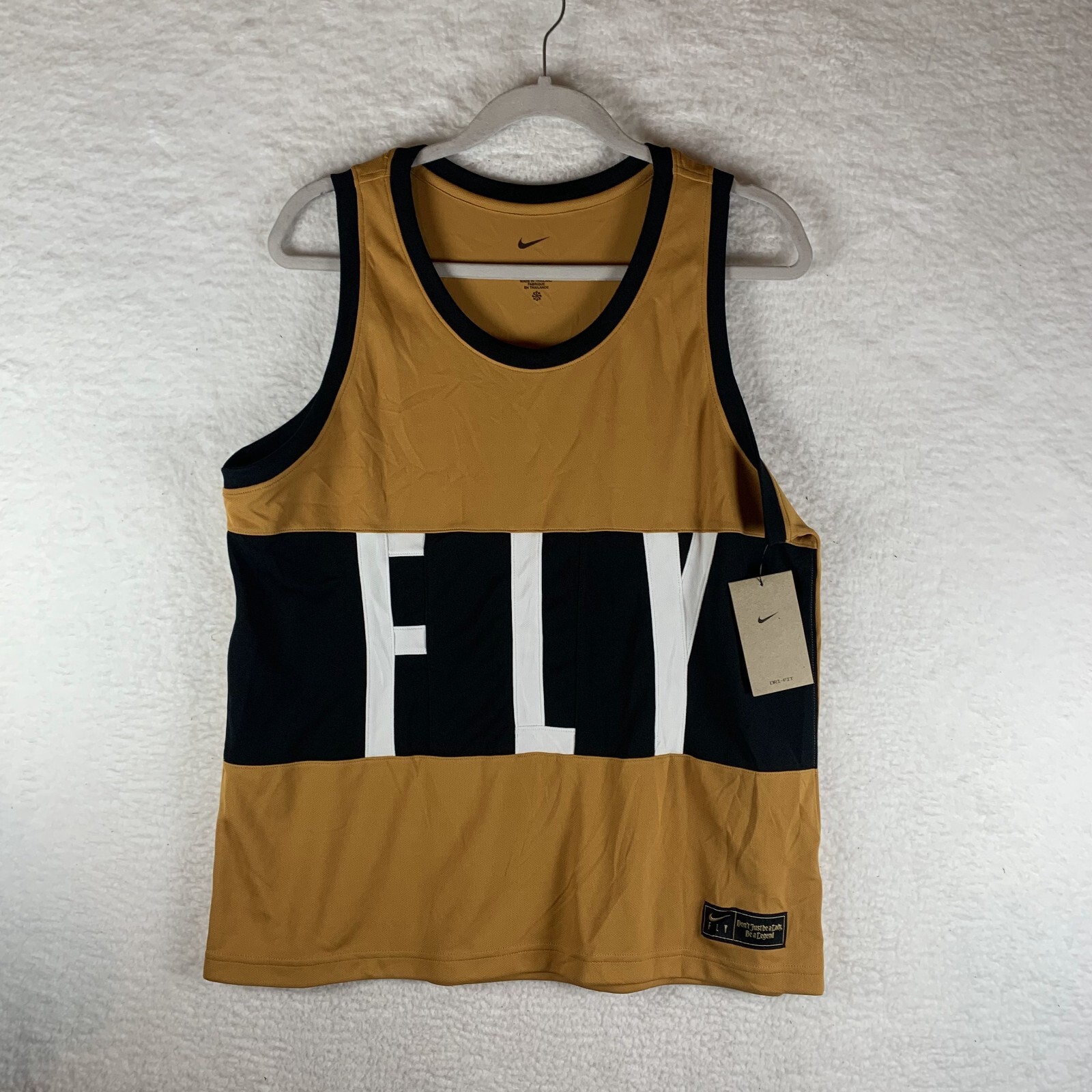 Nike Swoosh Fly Basketball Jerseys Womens Large Brown Dri-Fit Tank Top 7093