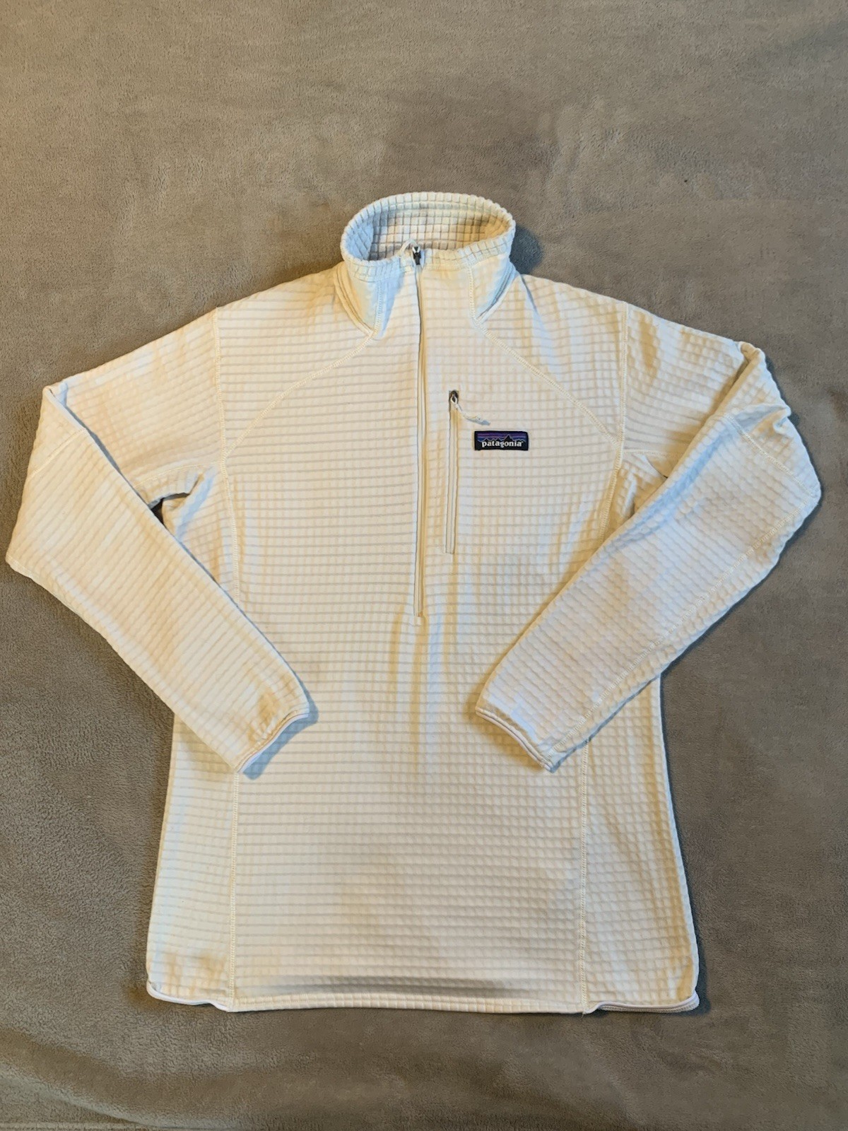 Patagonia R1 Pullover Women’s Size Medium Birch White Waffle Knit Polartec Top