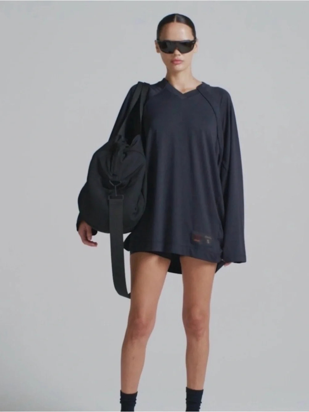 Nike x SKIMS Airy V-Neck Oversized Long Sleeve Obsidian LS-LSL-8630W Size S