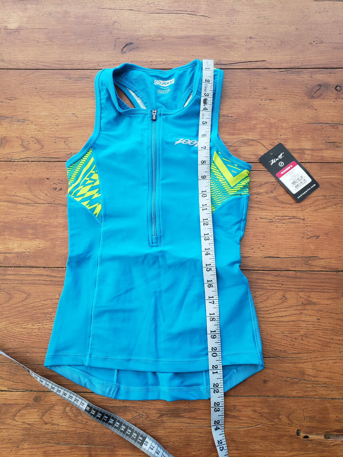 ZOOT Women’s XS Performance Tri Tank Top Blue Green Tribal Shirt Singlet