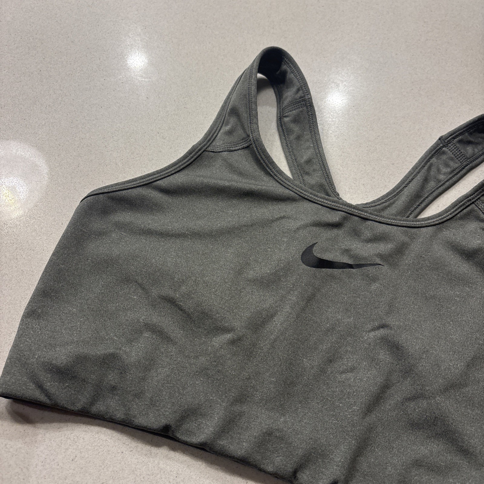 NIKE Women’s Pro Classic Swoosh Grey Sports Bra Size XL (842398-092)
