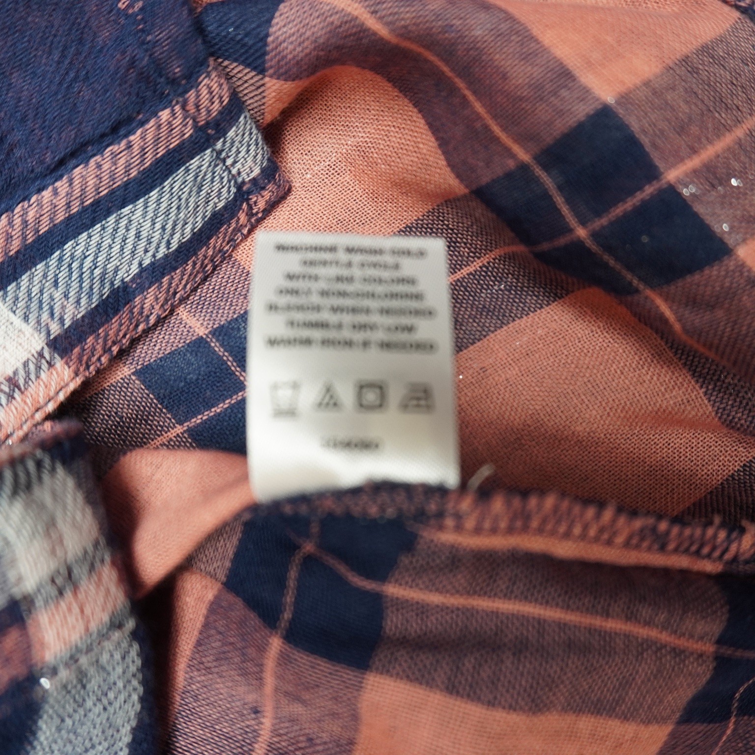 VANITY Plaid Activewear Top Women’s 2XL Navy Peach Metallic Cotton Shirt New