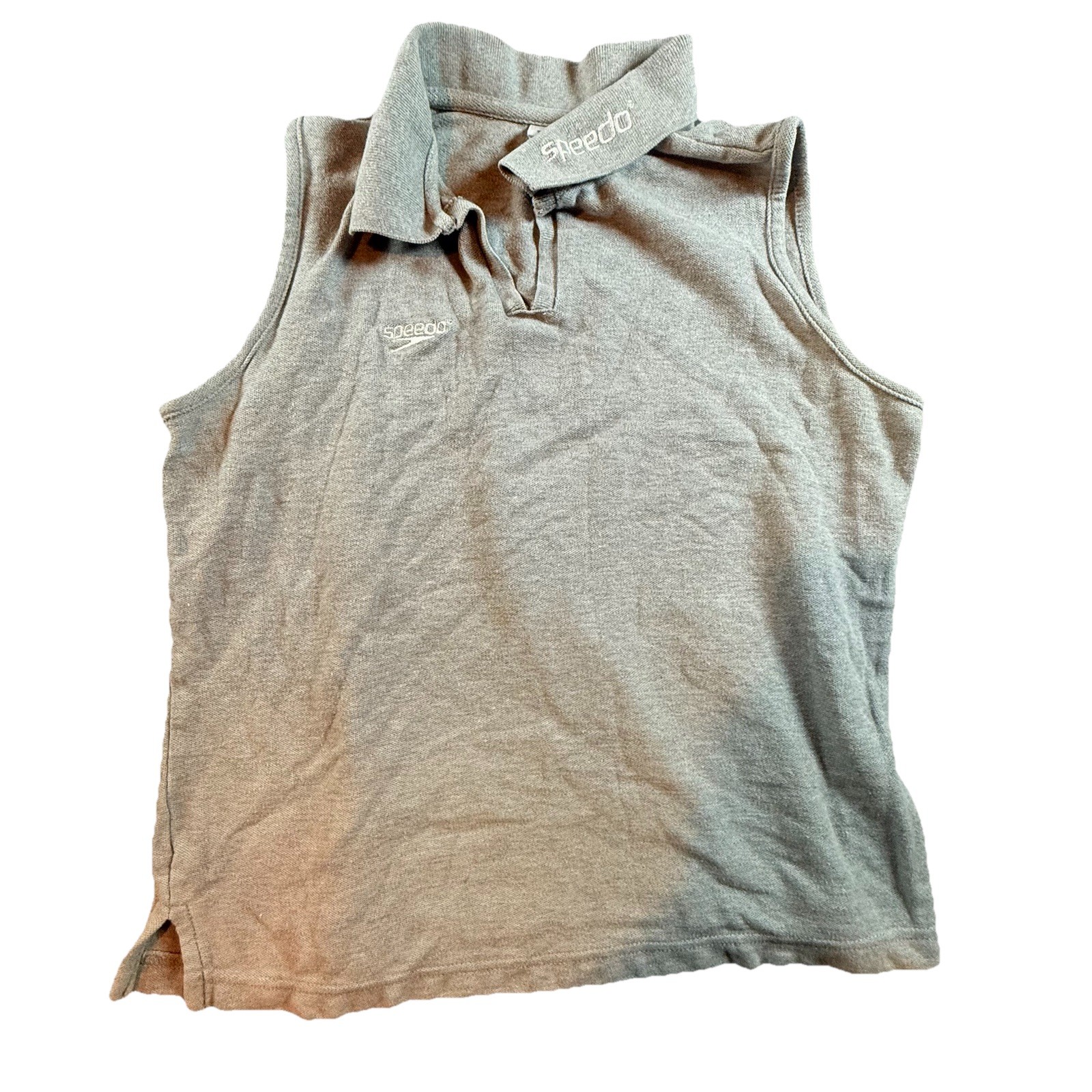 Speedo Top Womens M V-Neck Pullover Vest Gray Sporty Golf Active Wear Sleeveless