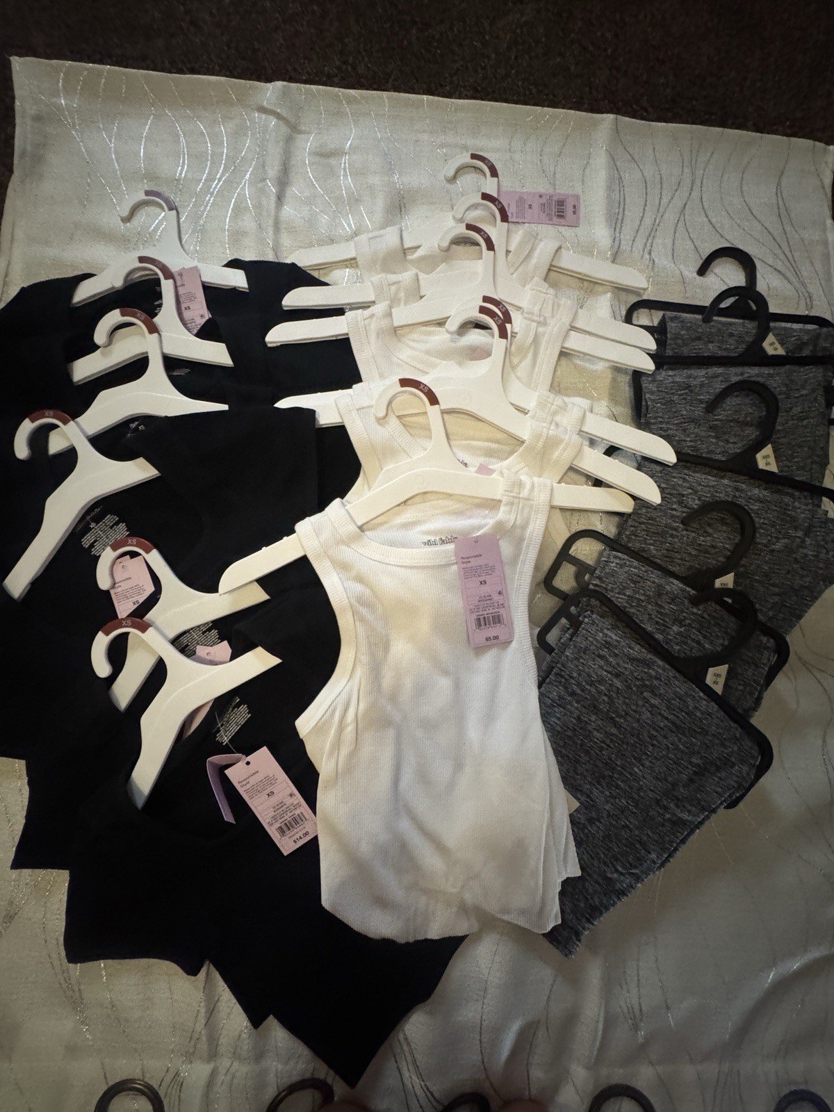 Extra Small Workout Apparel Bundle 6 white crop tank top size Xs 3 Leggings Xxs