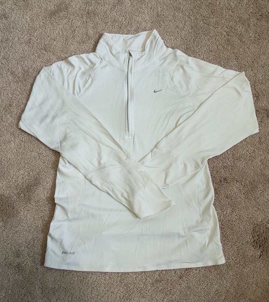 Nike Dri-FIT Women’s 1/4 Zip Mock Neck define jacket Top White Polyester S