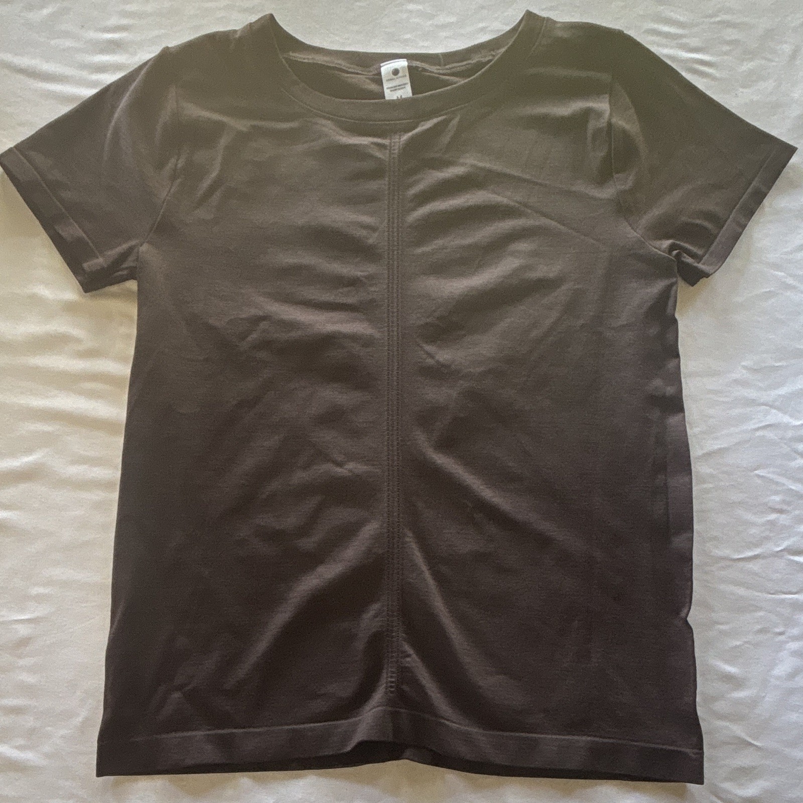 Yogalicious Seamless Bridgett Women’s T-Shirt Brown M Crew Neck Stretch Knit