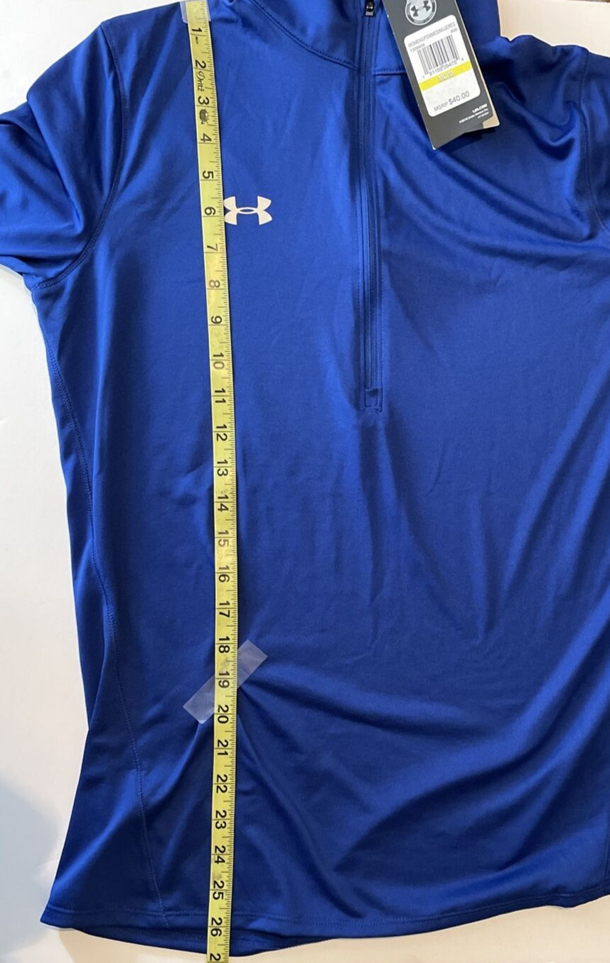NWT Under Armour Loose 1/2 Zip Pullover Woman Blue Heat Gear Long Sleeve MEDIUM