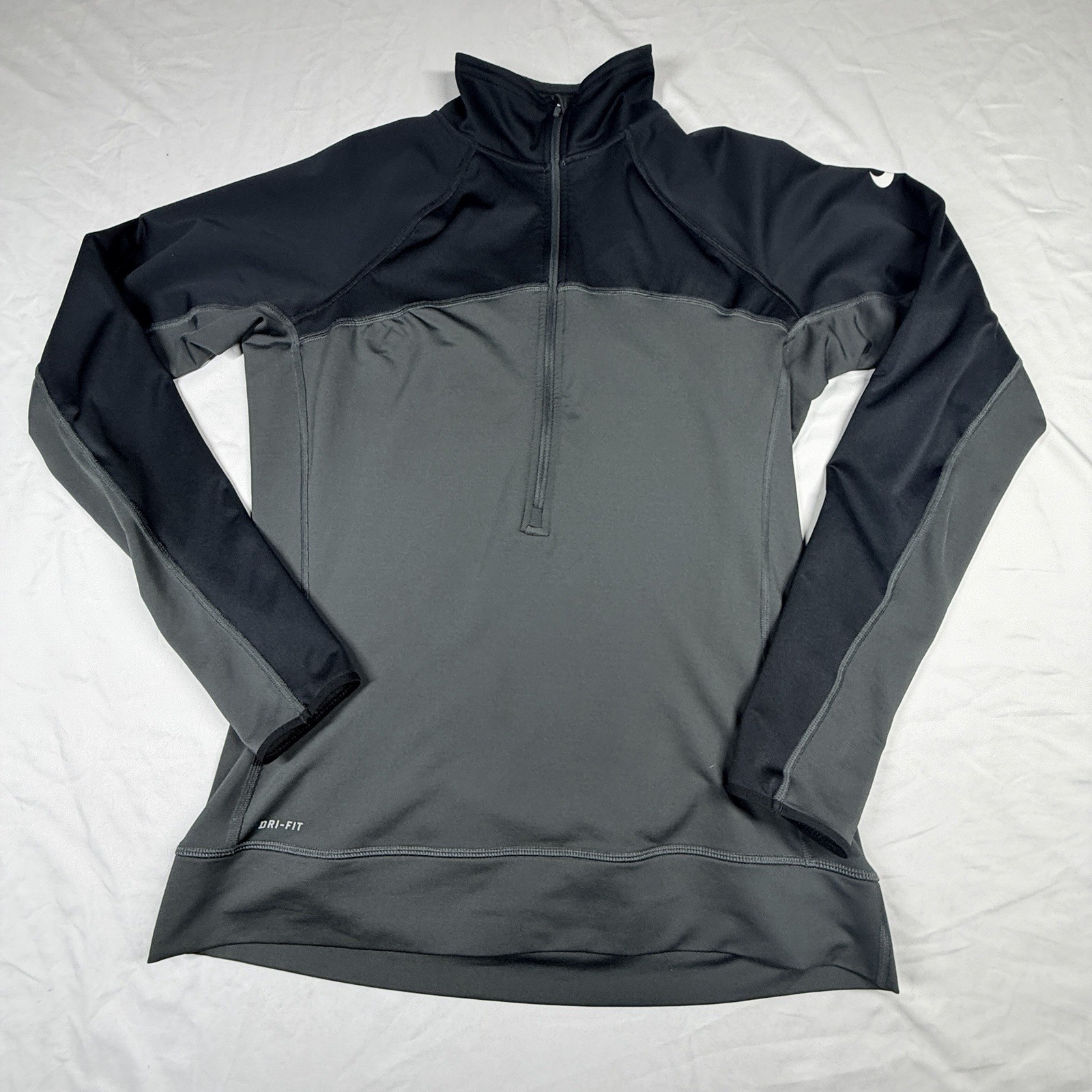 Women’s Nike Dri-Fit Long Sleeve Shirt 1/2 Zip Gray/Black Size Large