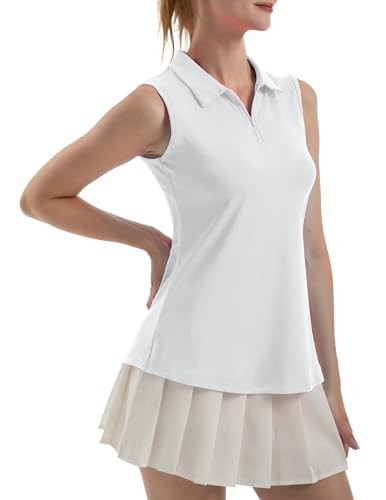 NECK WITH COLLAR – FKEEP WOMEN’S SLEEVELESS POLO GOLF TENNIS SHIRT V