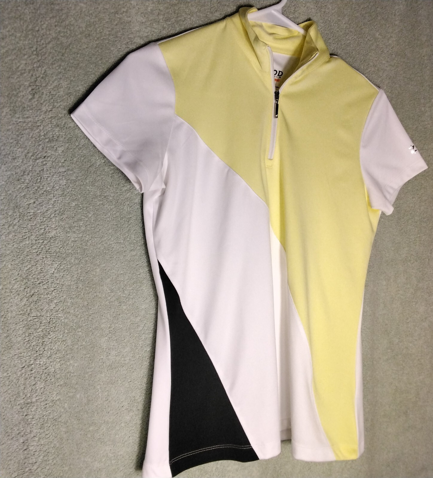 Izod Perform X Cool Fx Womens Polo Shirt Size XS White Yellow Colorblock Zip