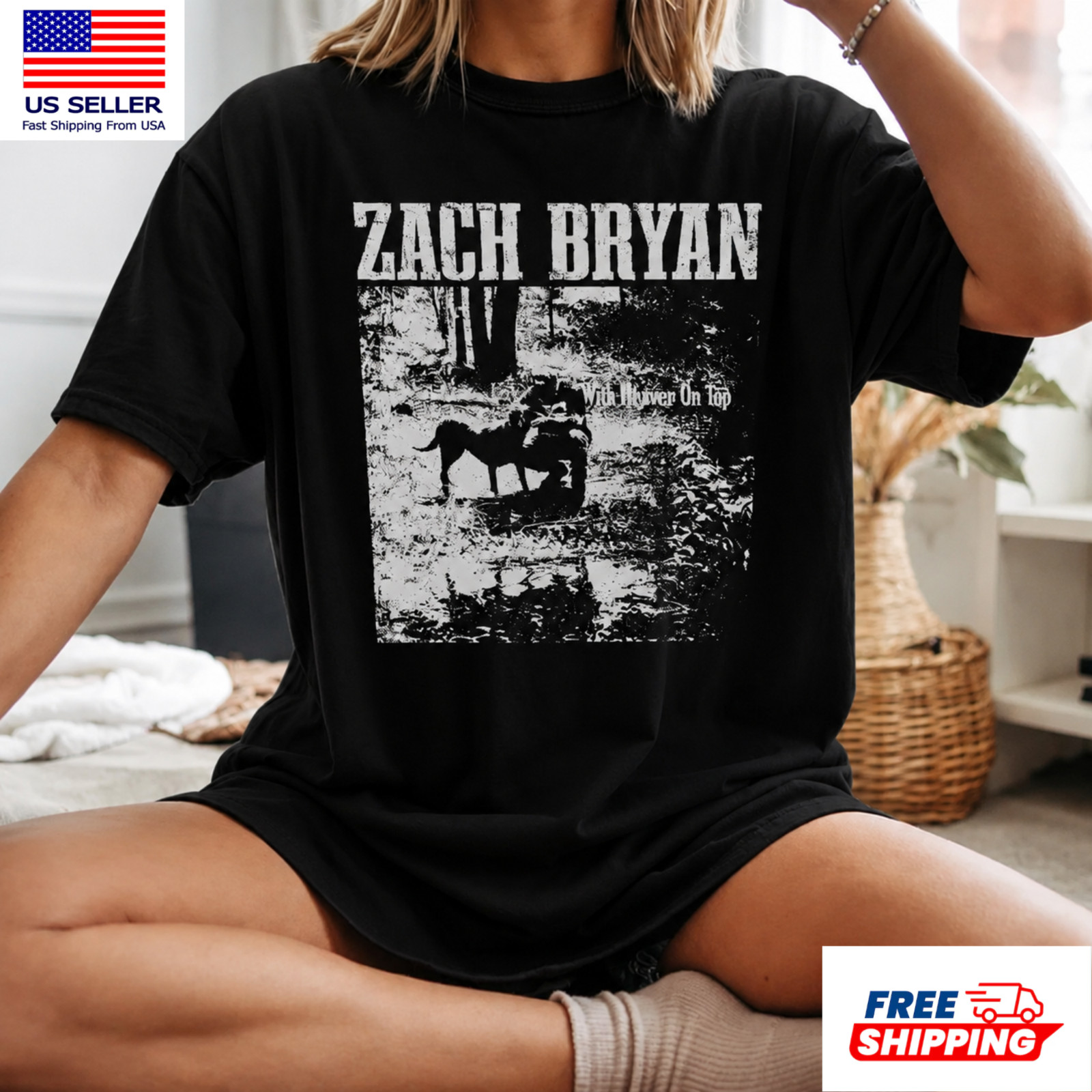 Zach Bryan With Heaven On Top Tour 2026 Concert Graphic T-Shirt S-5XL