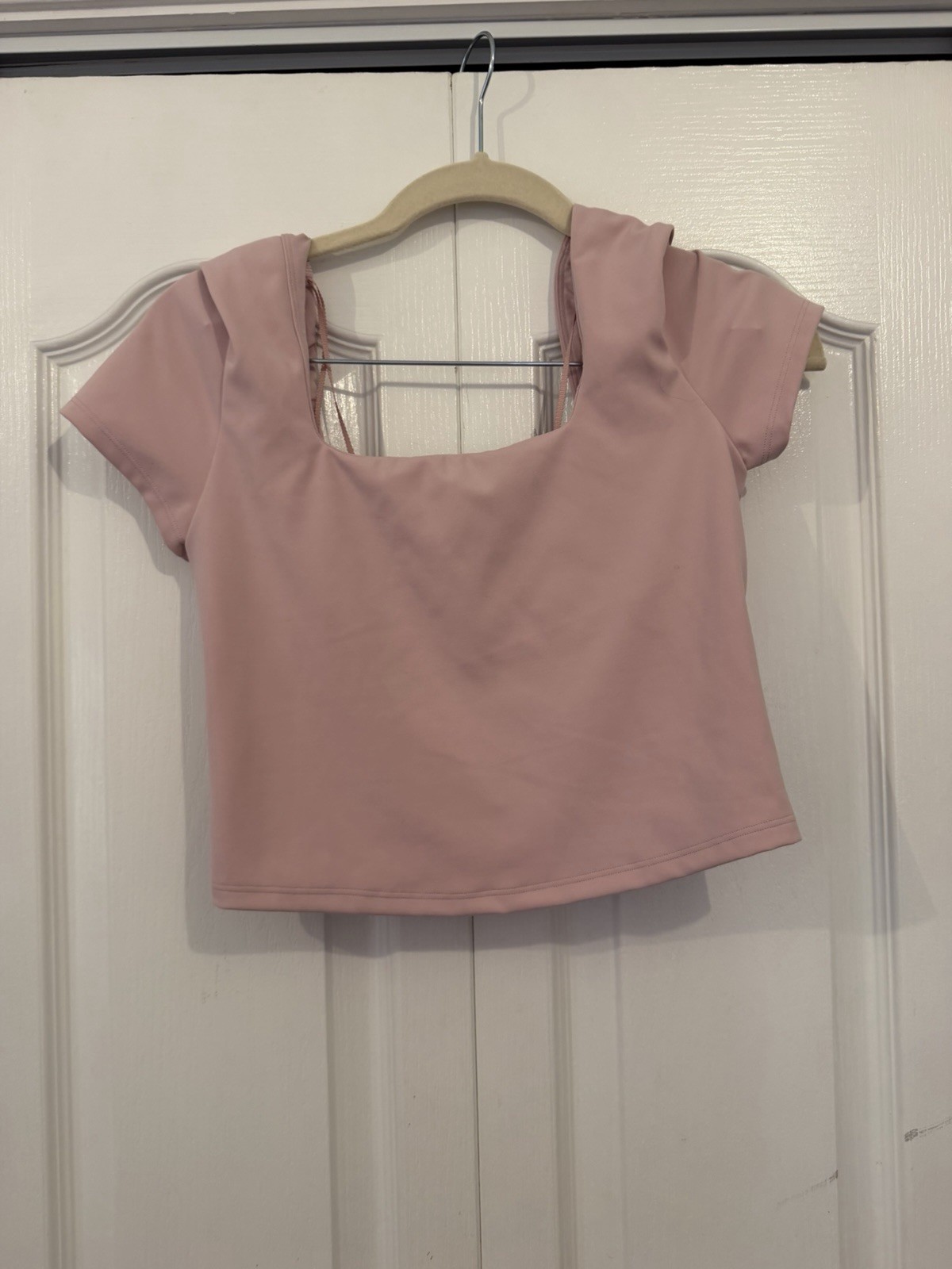 Lululemon Wunder Under Smoothcover Square Neck T Shirt Light Pink Sz 6