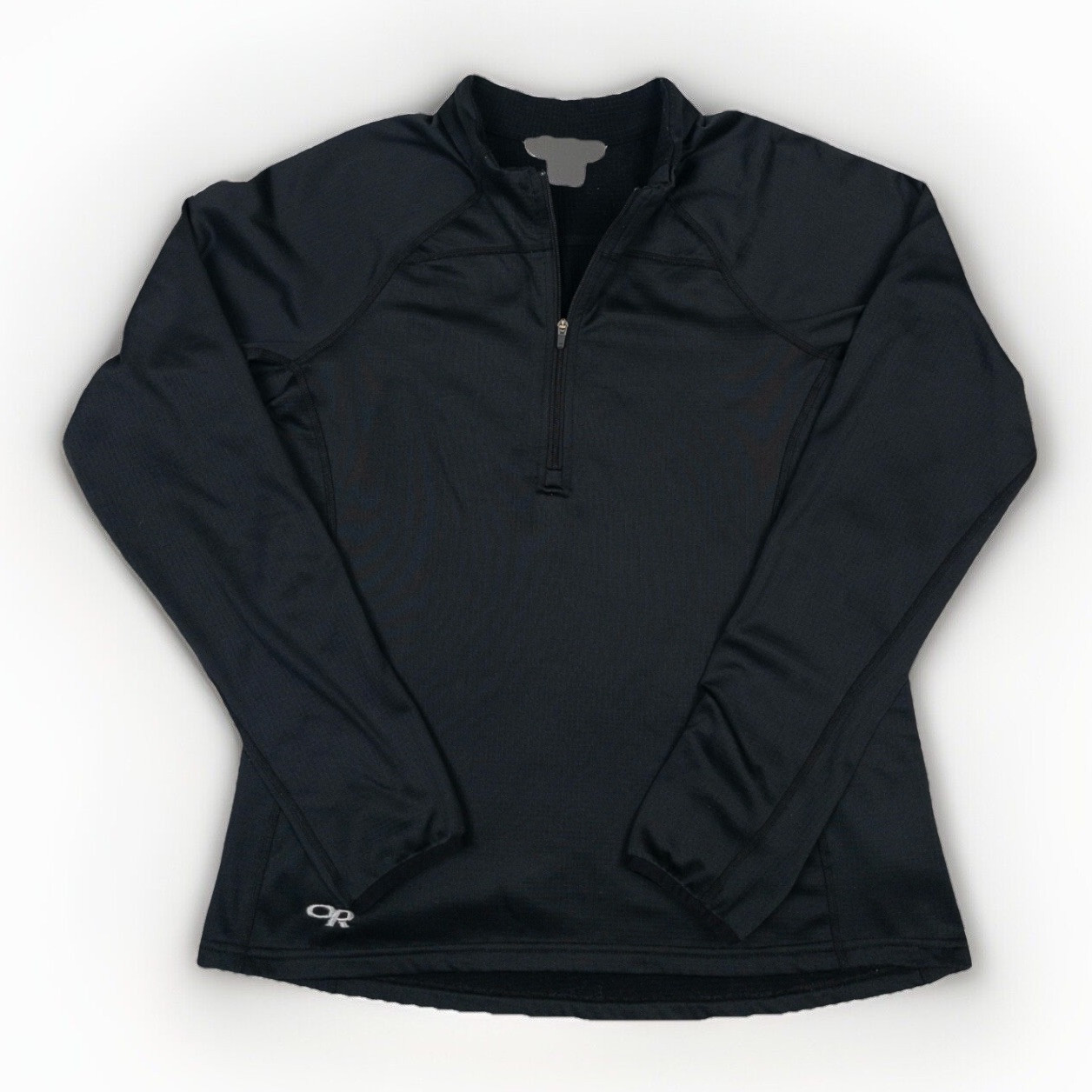 Outdoor Research 1/4 Zip Pullover Women’s L Black Waffle Thermal Hiking Jacket