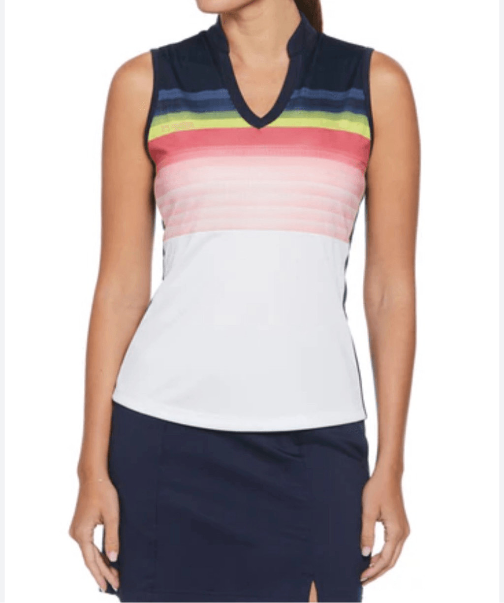 Callaway NWT Opti-Dri Sleeveless Golf Top in Gradient Stripe Shirt UPF Sz S