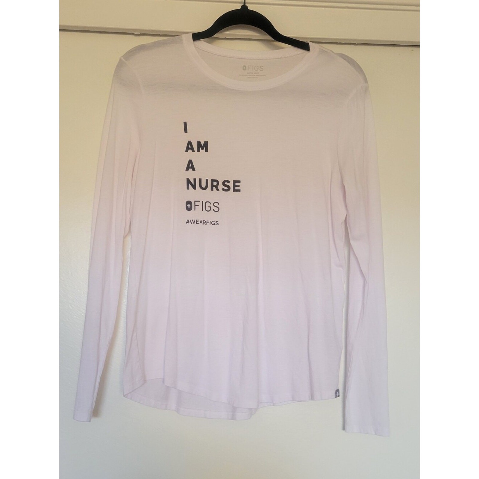 FIGS “I Am A Nurse” Long Sleeve Graphic Tee White Size Small Healthcare Medical