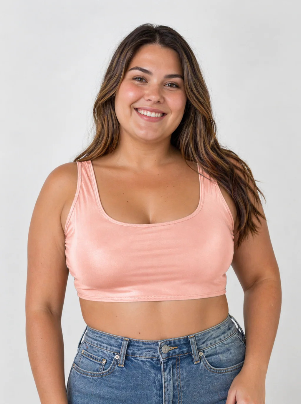 American Apparel Women Nylon Tricot Cropped Tank-Top,Peach, XL