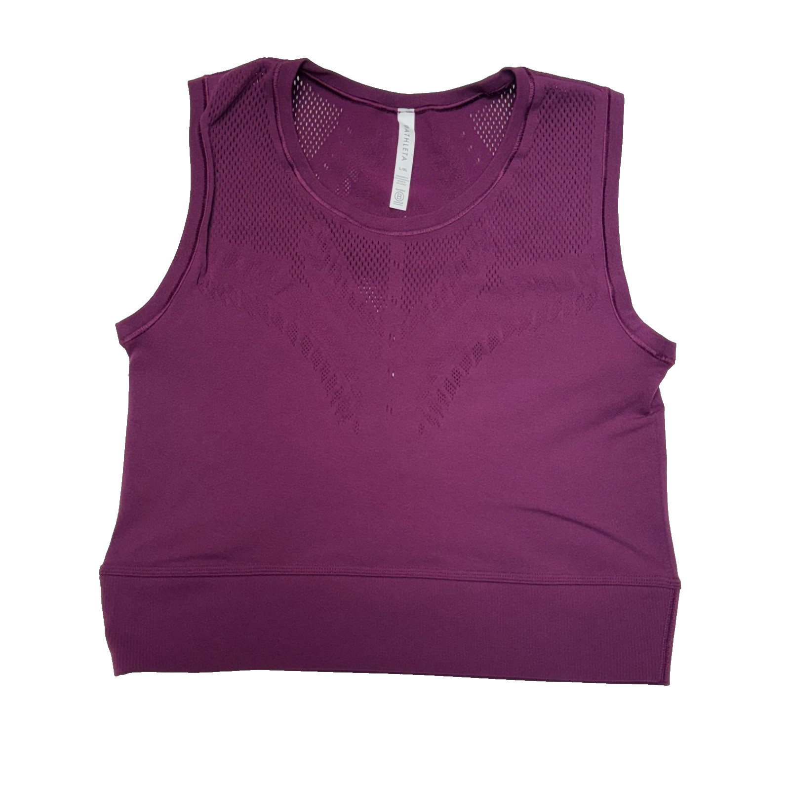 Athleta Ujjayi Crop Tank Top Size L/XL Mesh Plum Women’s Large Athletic Shirt XL