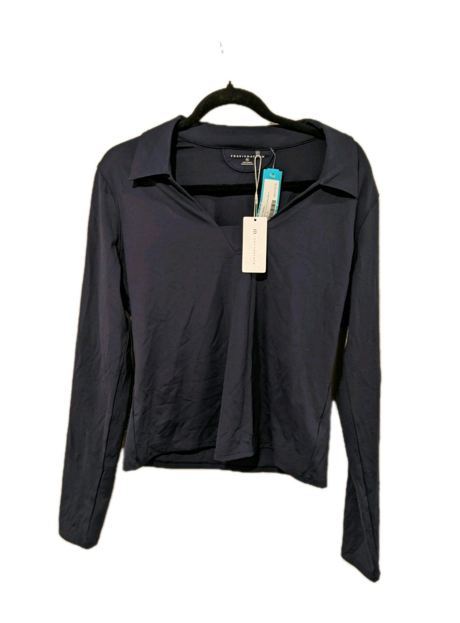 Travis Mathew Top Womens XL Where It Counts V Neck Blue Tennis Pickleball NWT