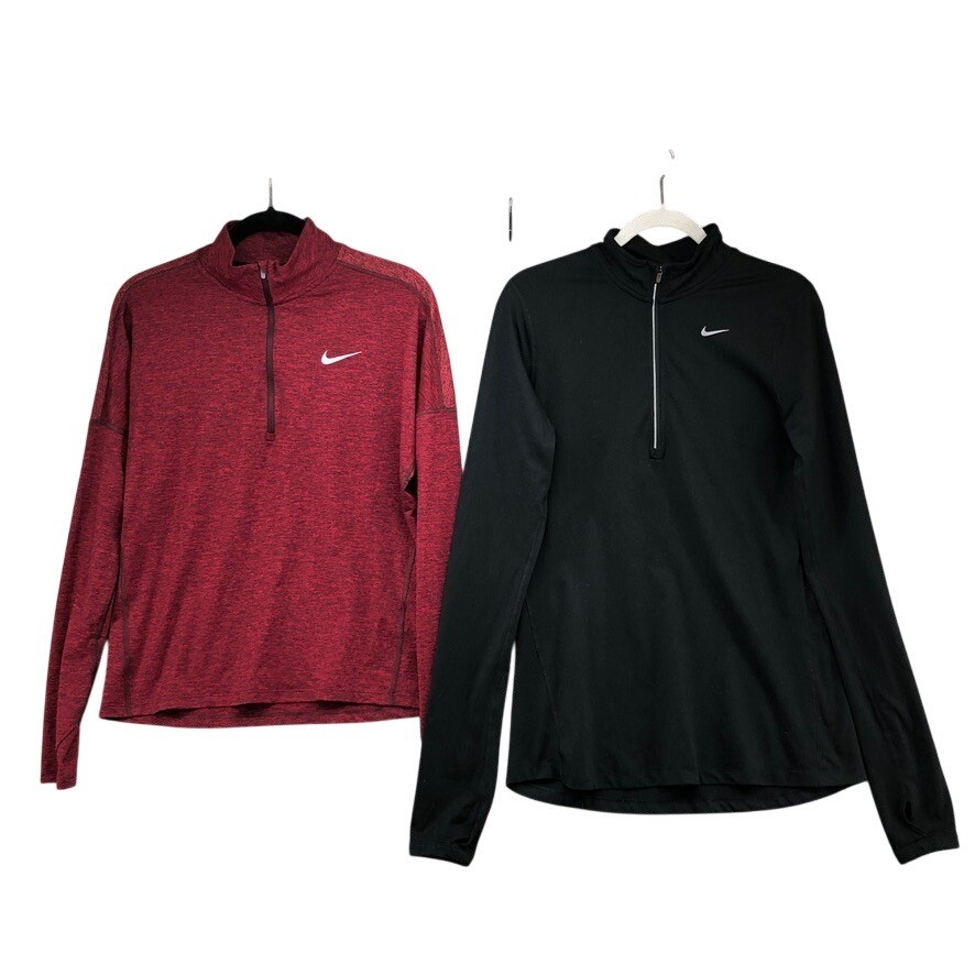 Nike Quarter Zip Running Tops Womens Small Bundle Red Black Dri-FIT Pullovers