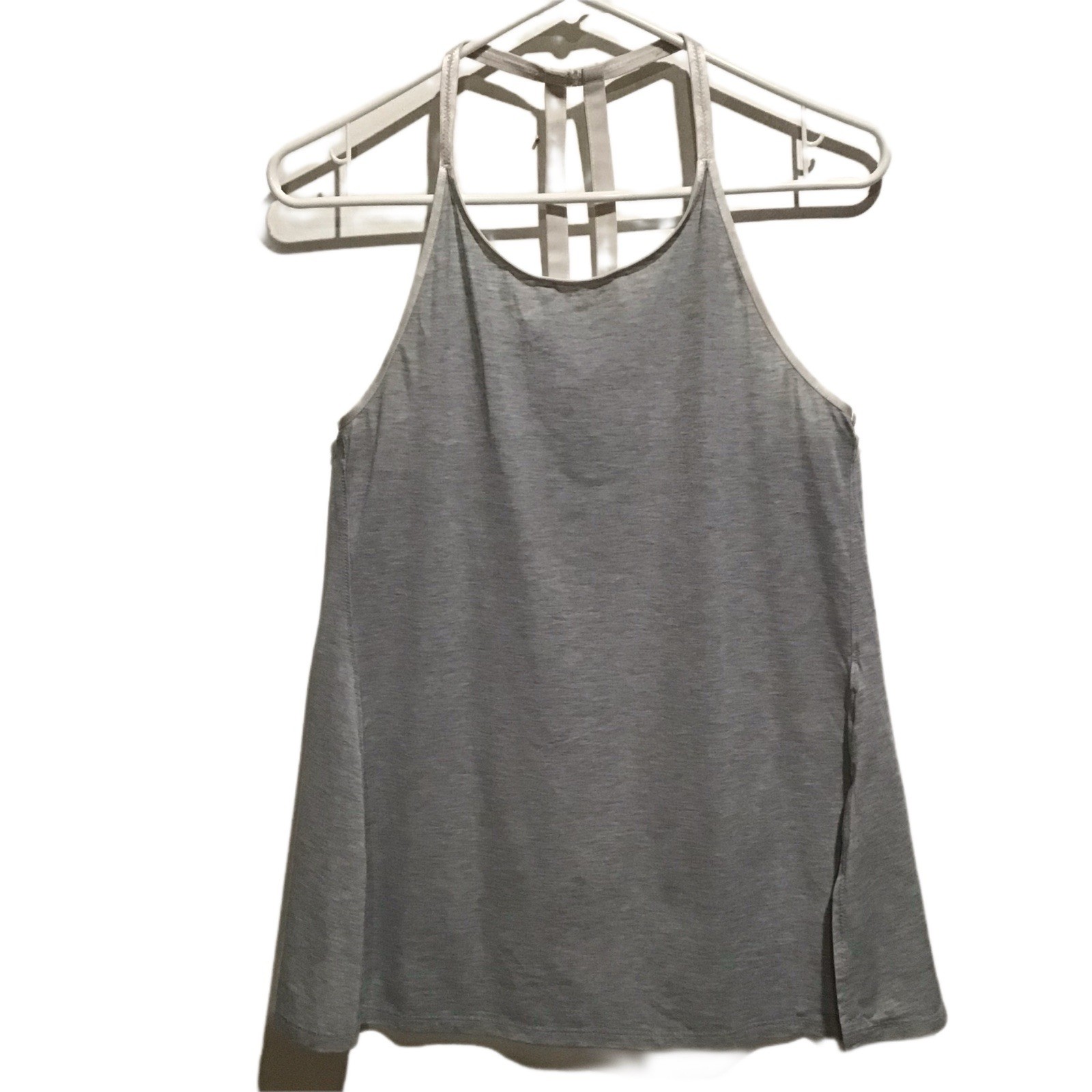Athleta Essence Satin Mesh Tank Top size XS Heather Gray Lightweight