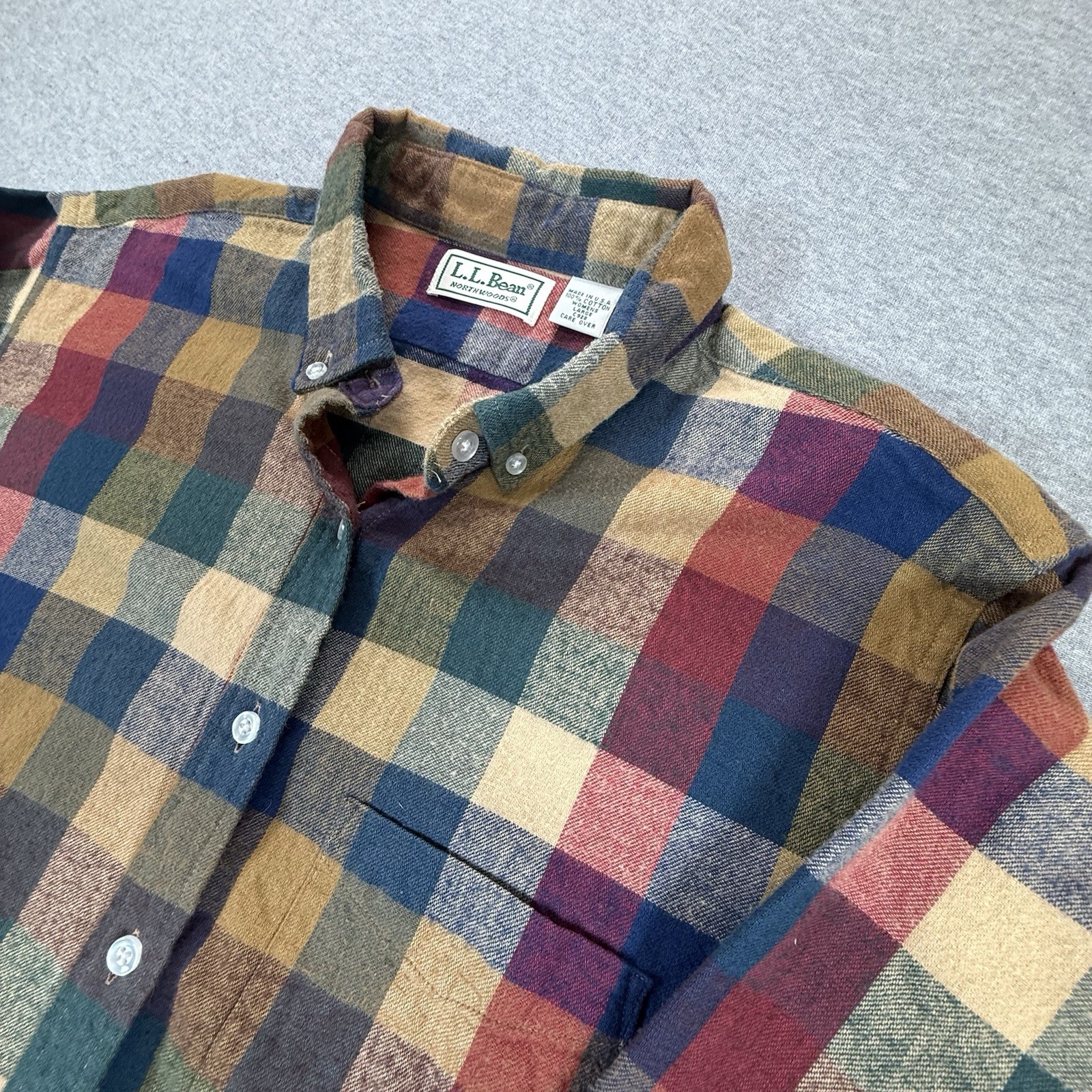 Vintage L.L. Bean Northwoods 100% Cotton Flannel Shirt Women’s Large 90’s USA