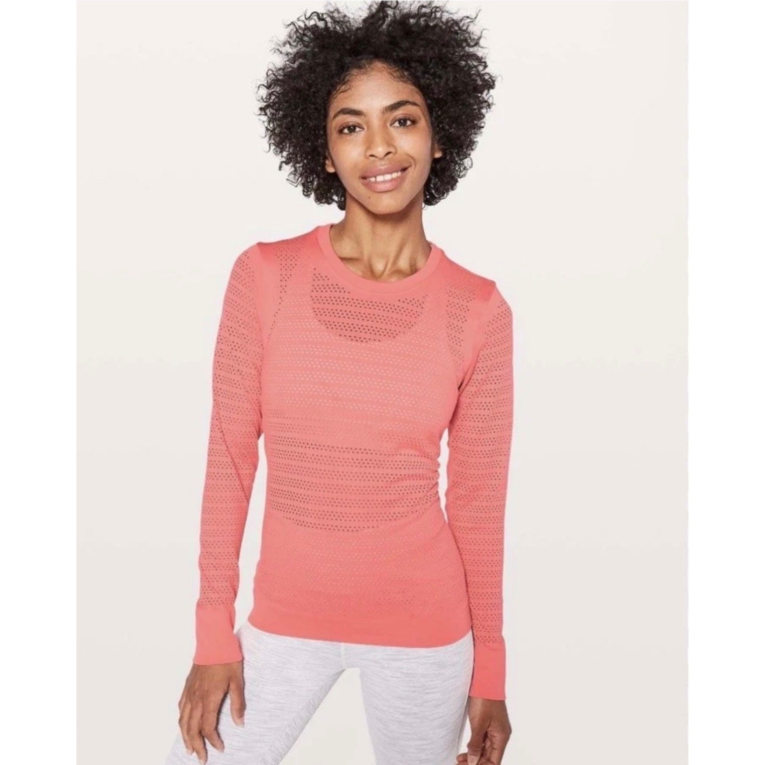 Lululemon Breeze By Long Sleeve SquadLight Coral/Pink Activewear Running Top 8