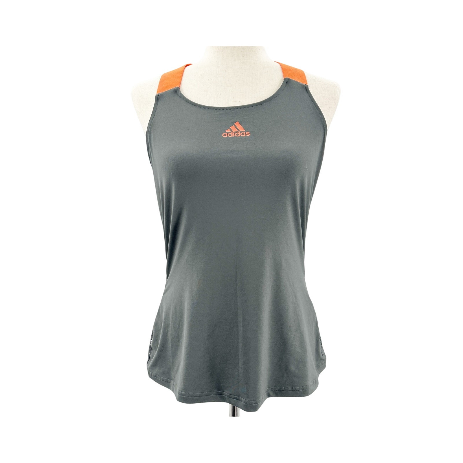 Adidas gray & orange Tank athleisure mesh Top athletic running women’s MEDIUM