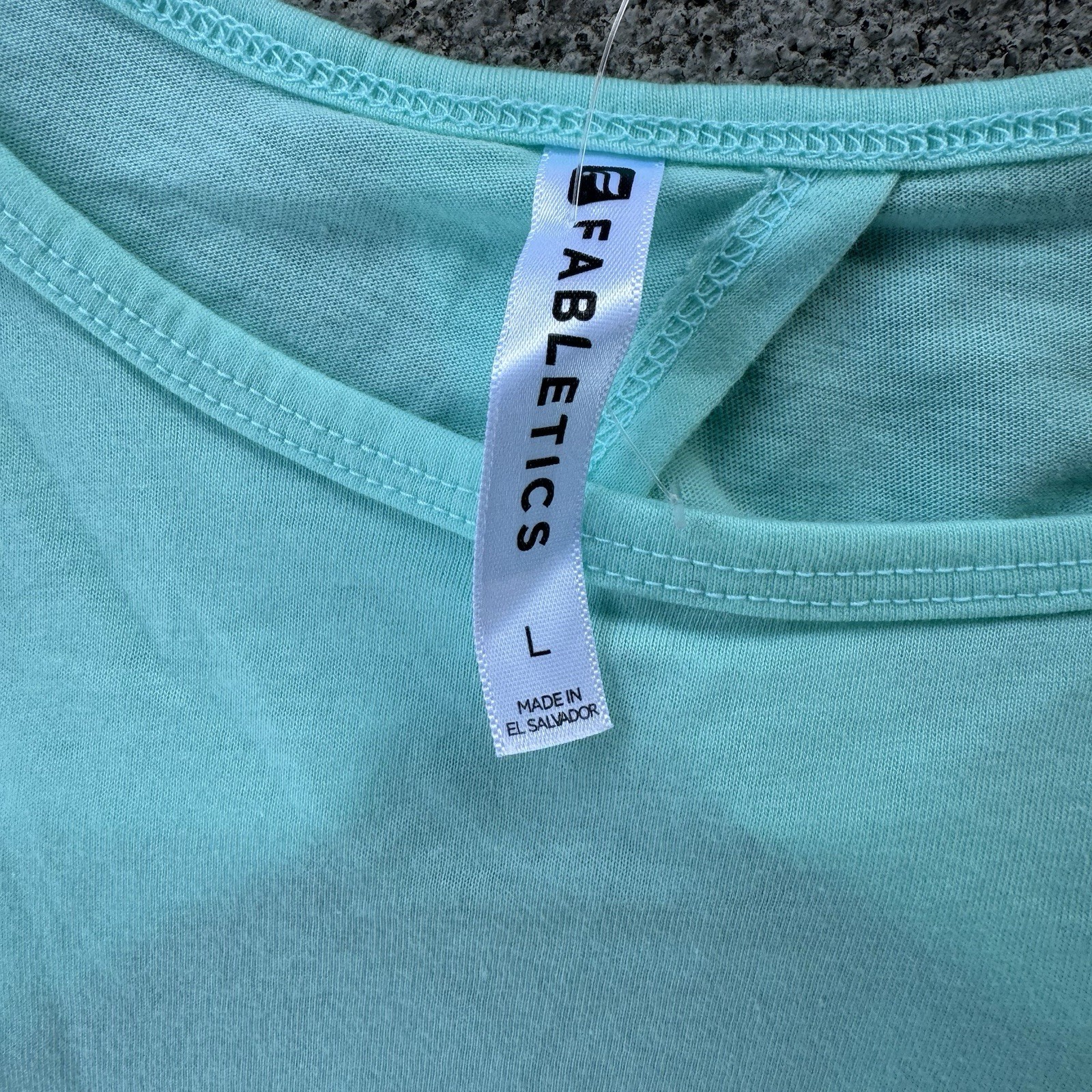 NEW Fabletics Millie Split Open Back Long Sleeve Top Turquoise Aqua Blue Large