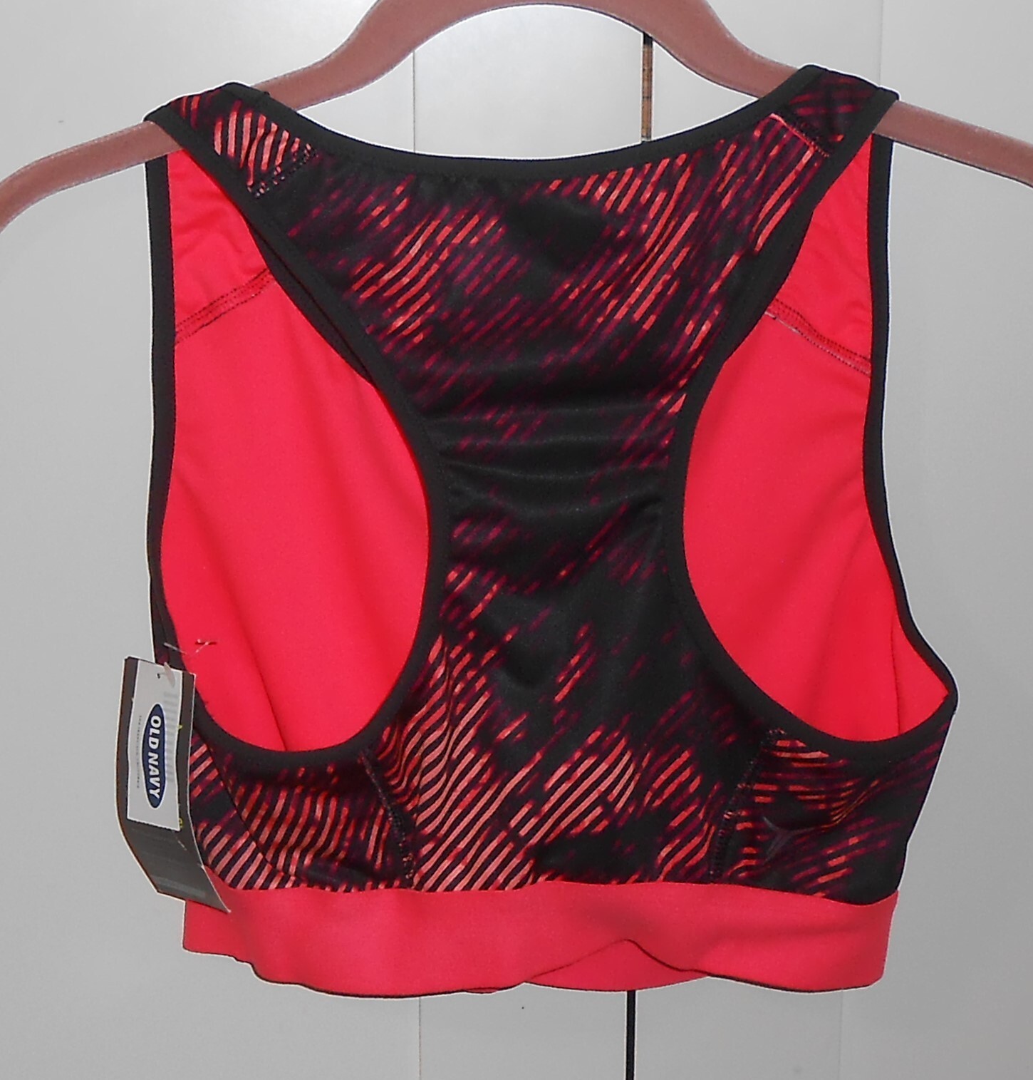 OLD NAVY ACTIVE BLACK PRINT MEDIUM SUPPORT RACERBACK SPORTS BRA – 1XLARGE PLUS