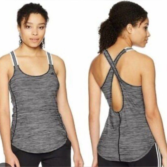 Adidas gray performance climalite x-back training Tank Top size Medium NWT