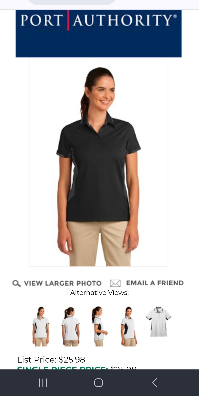 Ladies Port Authority L524 Dry Zone Colorblock Ottoman Polo Short Sleeve