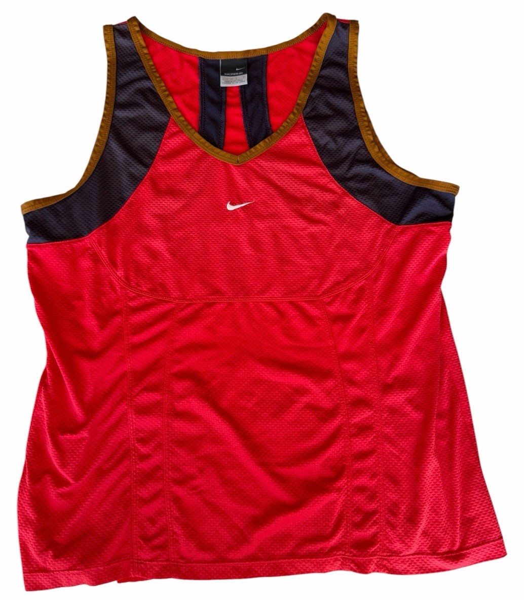 Vintage Y2K Nike Sphere Dry Tank Top Womens L Red Blue Retro Running Athletic