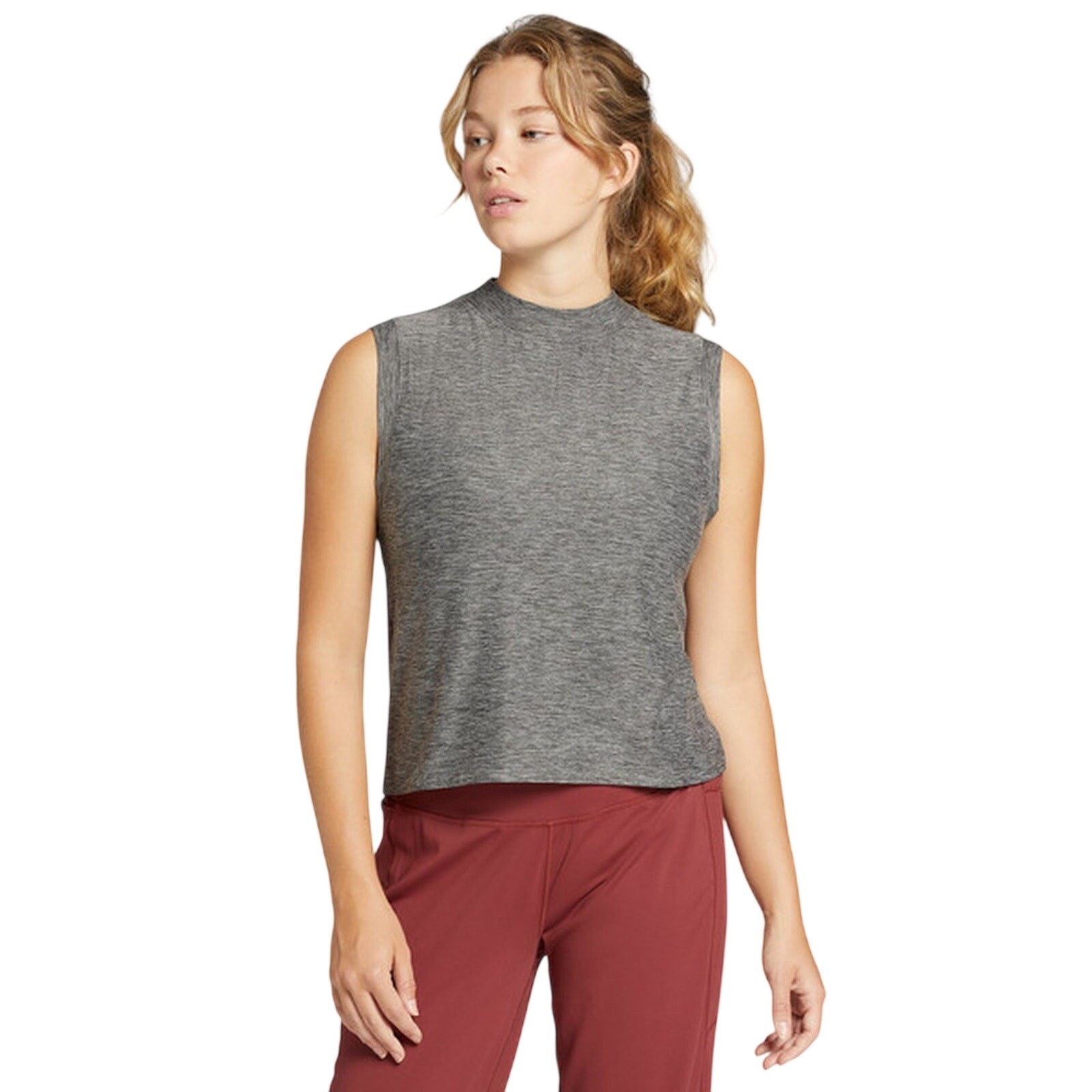 CALIA Women’s Lustralux Mock Neck Tank Top Smog Large