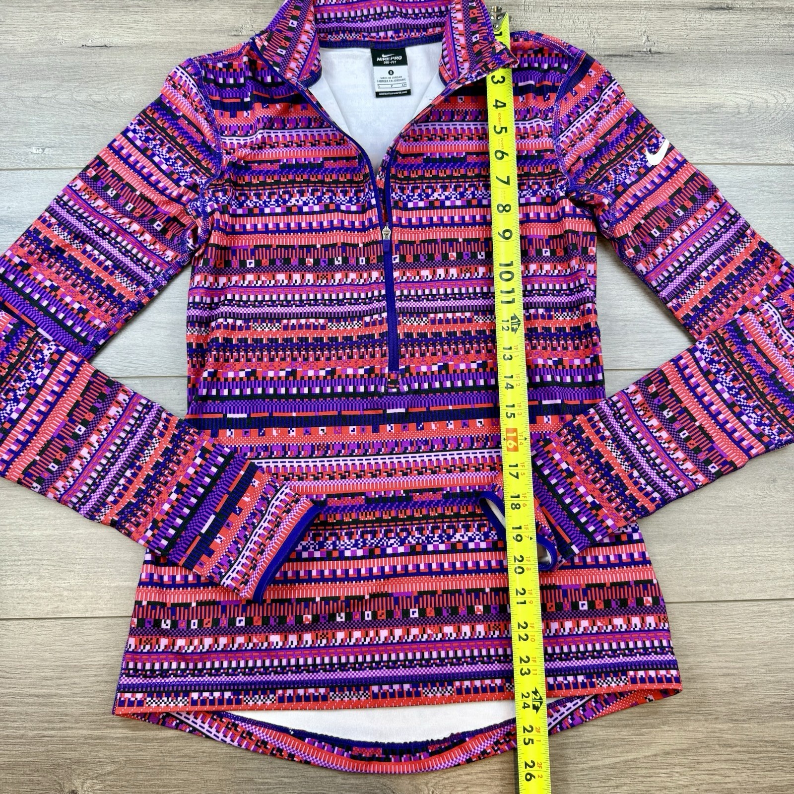 Nike Pro Dri-Fit Hyperwarm Engineered Print 1/2 Zip Aztec Tribal Women’s Small