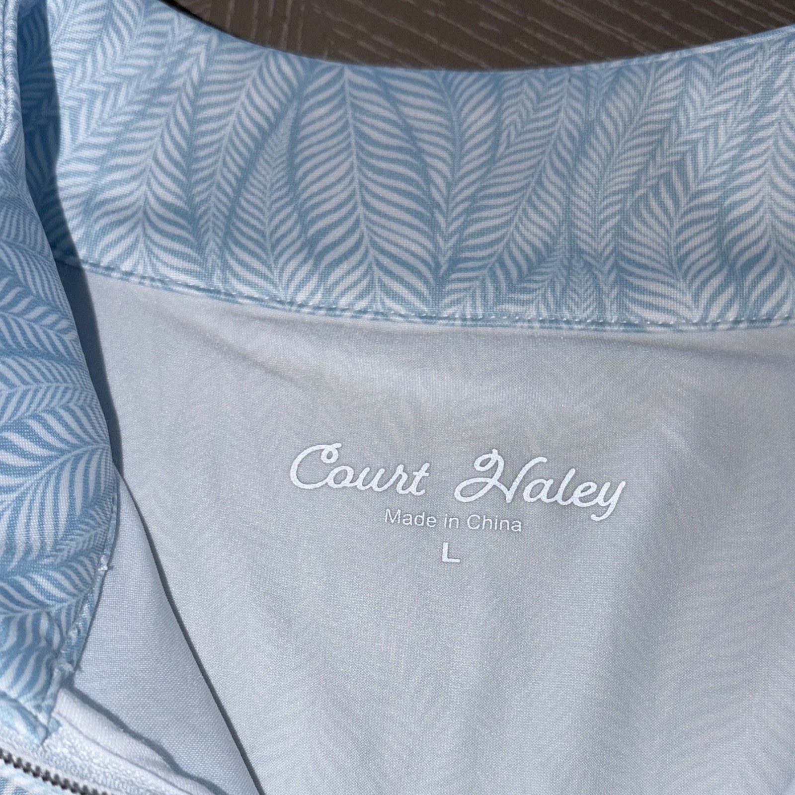 Court Haley Sport Haley Women’s L Blue/White Leaf 1/4 Zip Long Sleeve UPF 30