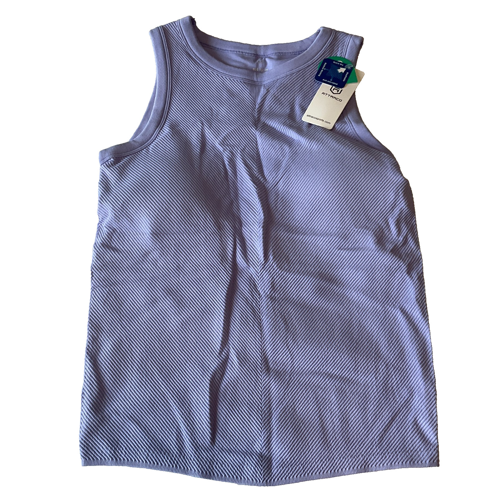 Attraco Sleeveless Workout Shirt Womens Size M Purple Ribbed Stretch Bra Liner