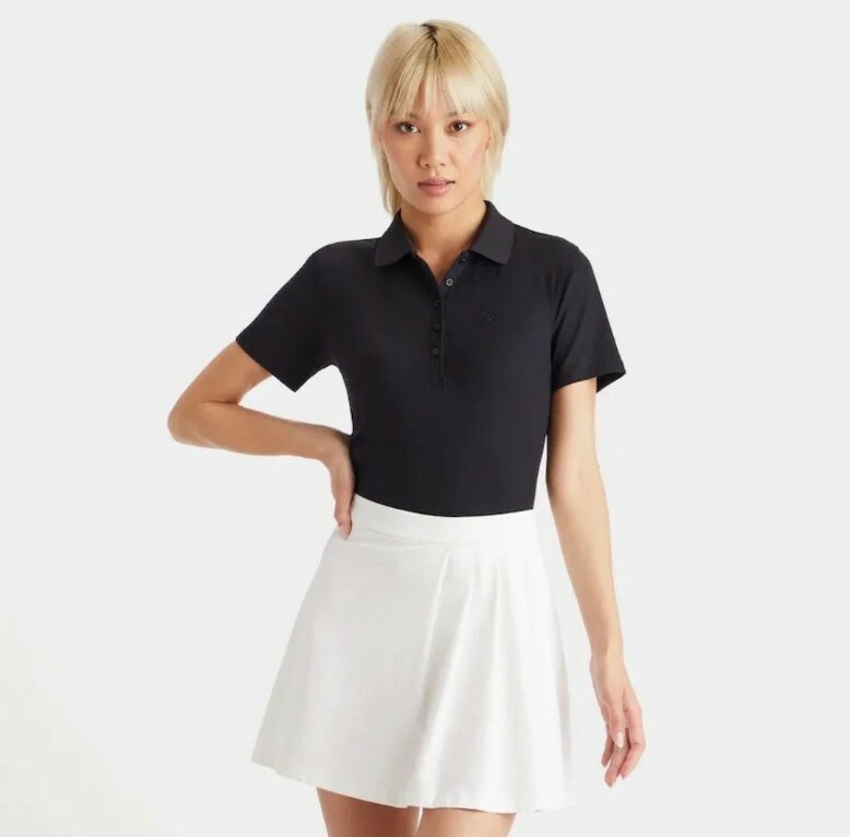 GFore Tech Rib Performance Nylon Polo Top XS Onyx Womens Golf Shirt G/Fore New