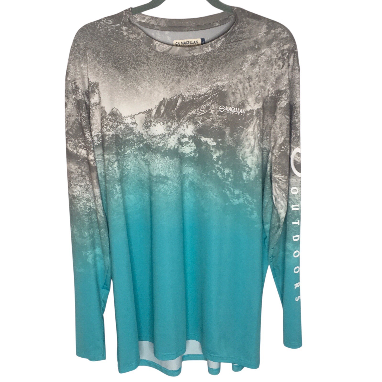 Magellan Fish Gear LS Shirt Women XXL Grey Teal Boyfriend Fit Fishing Cooling