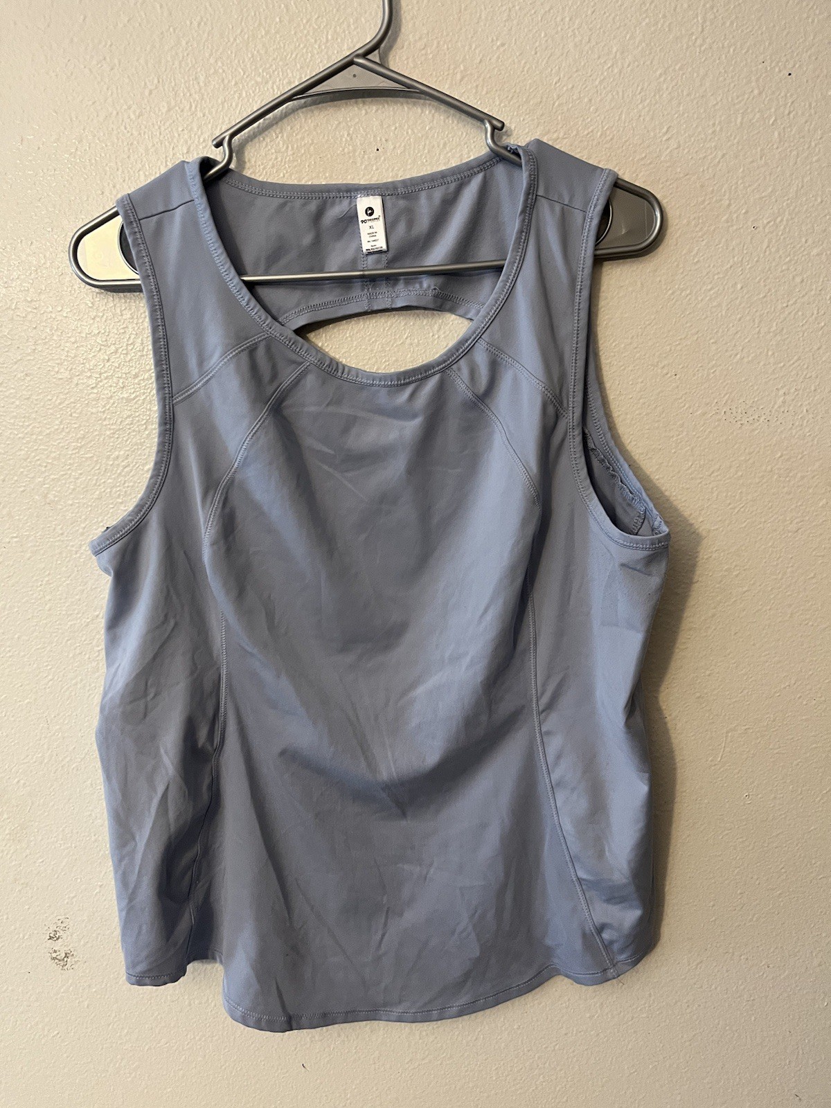 90 Degree Tank Top Womens XL Blue Open Back Mesh Contrast Sleeveless