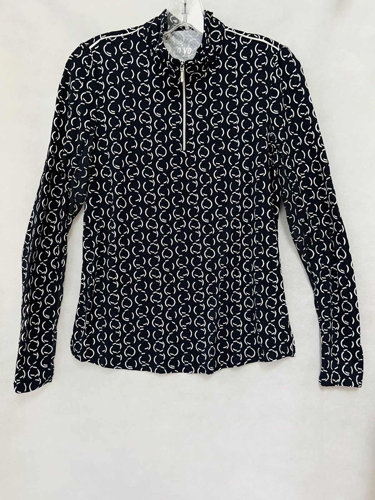 nivo golf sports active 1/4 zip long sleeves shirt top navy/white S
