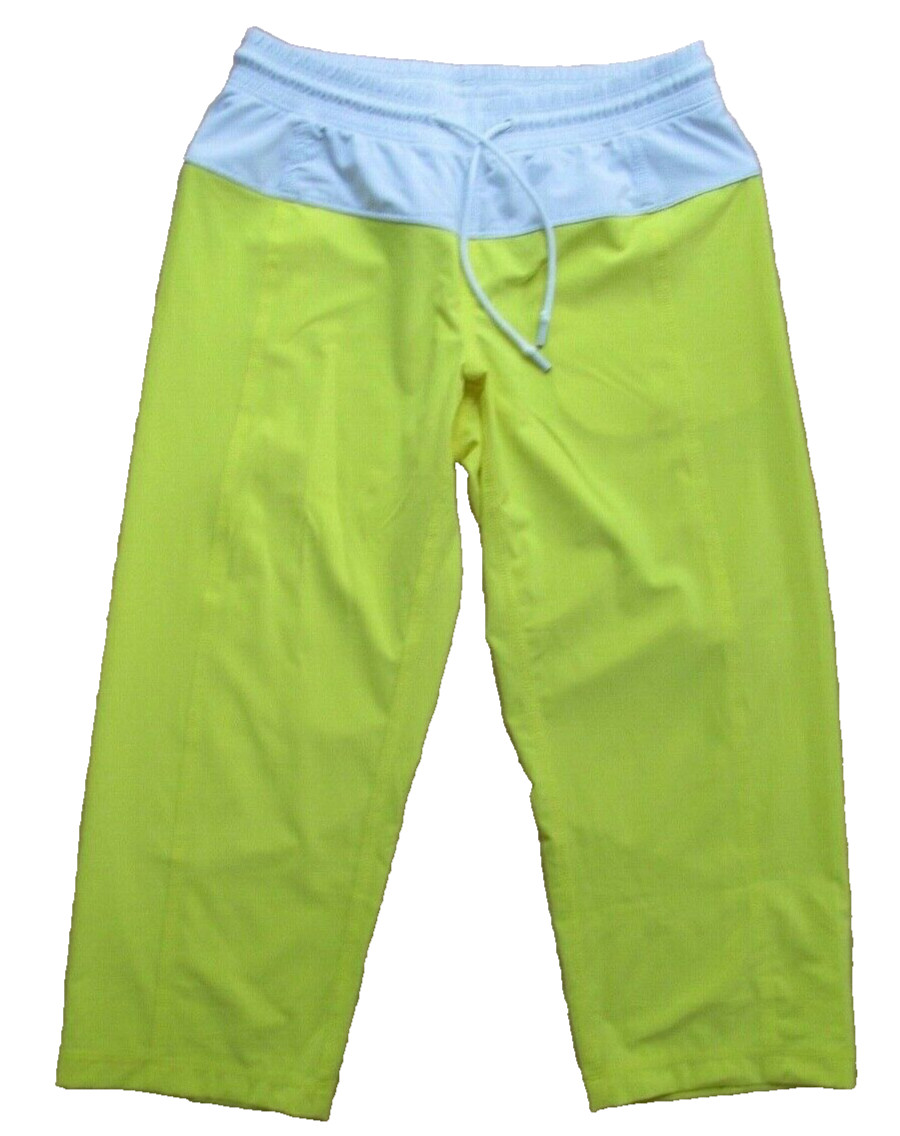 Lululemon Size 2 Step Lively Crop Capri Pants Yellow & White Loose Fitting