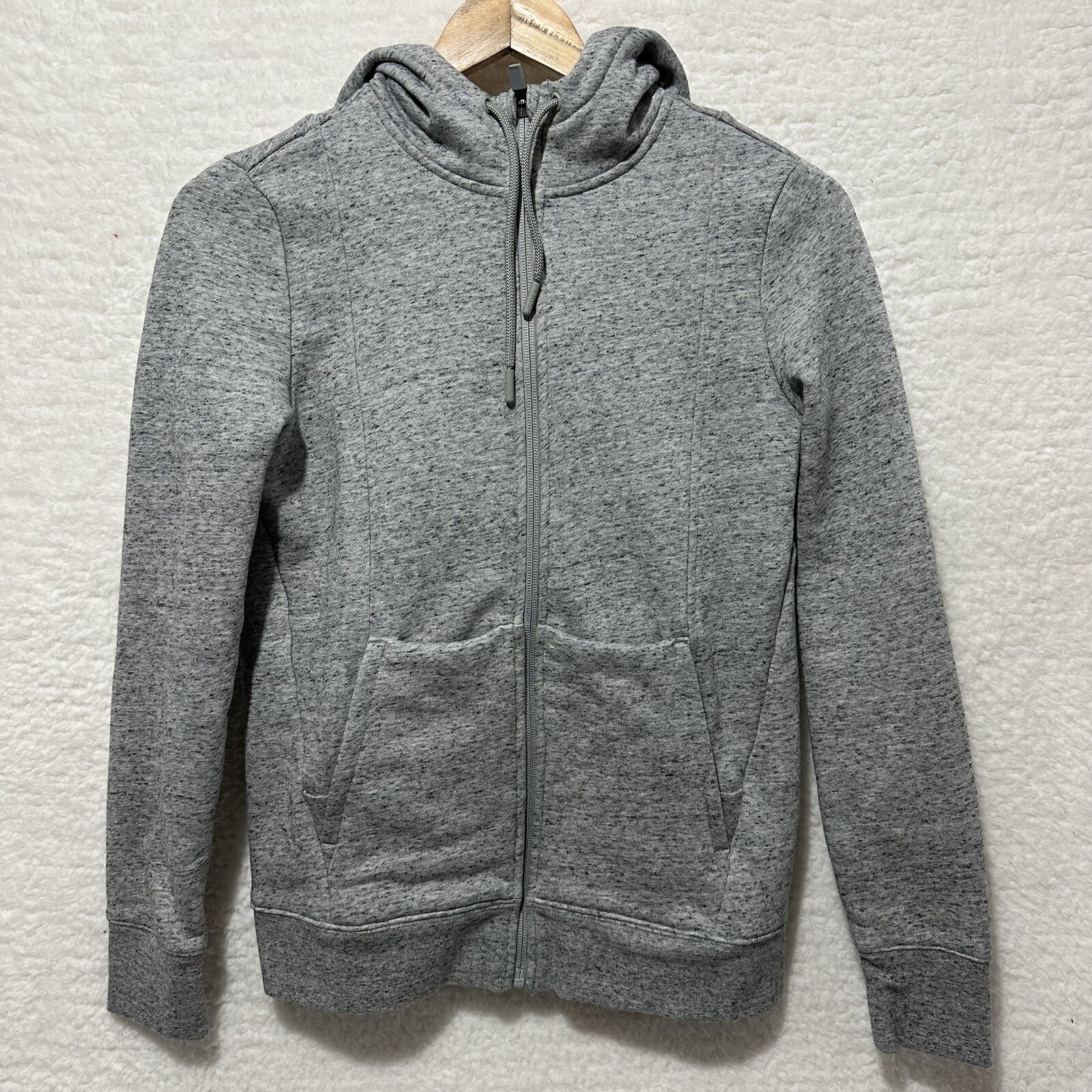 FIGS Essential Heather Gray Full Zip Hooded Sweatshirt Fleece Jacket Sz XXS EUC