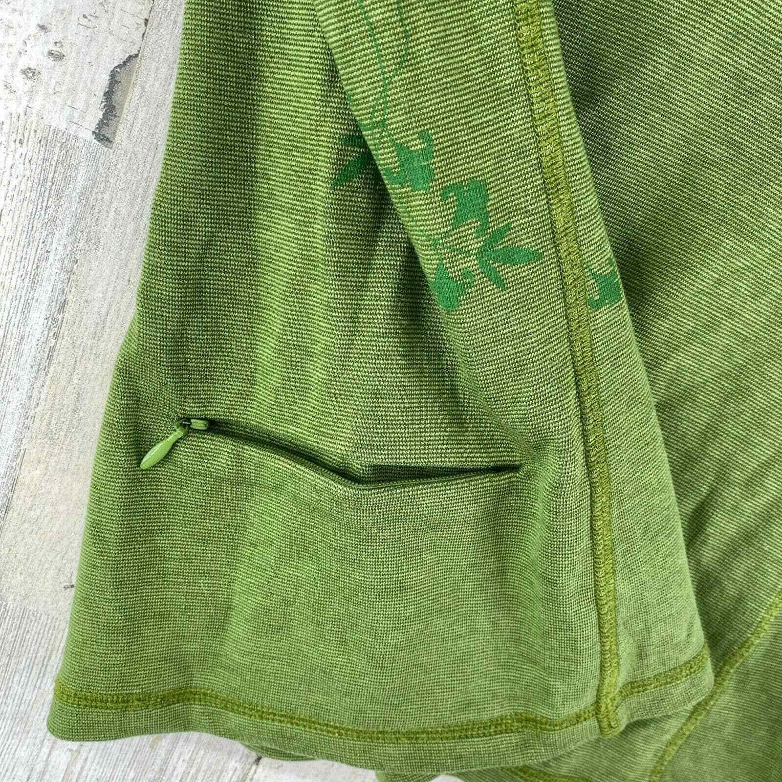 Horny Toad Athletic Pullover Womens Small Green 1/4 Zip Floral Side Zip Pocket